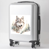 Sticker en vinyle de loup d'hiver (Sur valise)