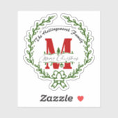 Sticker en vinyle de monogramme de Noël Joyeux (Feuille)