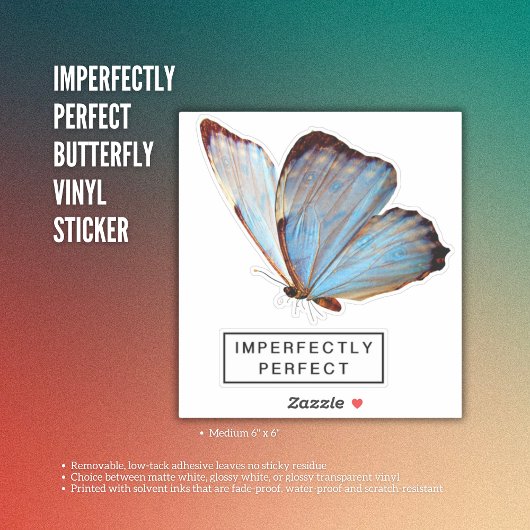 Sticker en vinyle de papillon imparfait