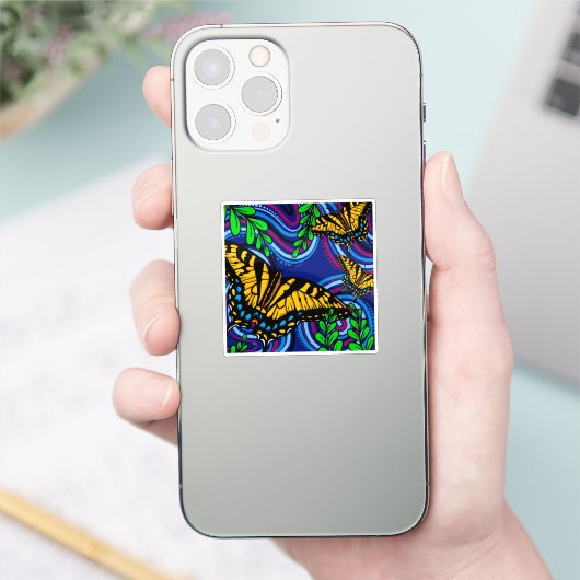 Sticker en vinyle de papillon jaune (Téléphone)