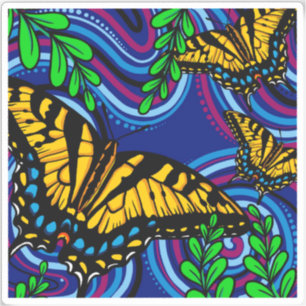 Sticker en vinyle de papillon jaune
