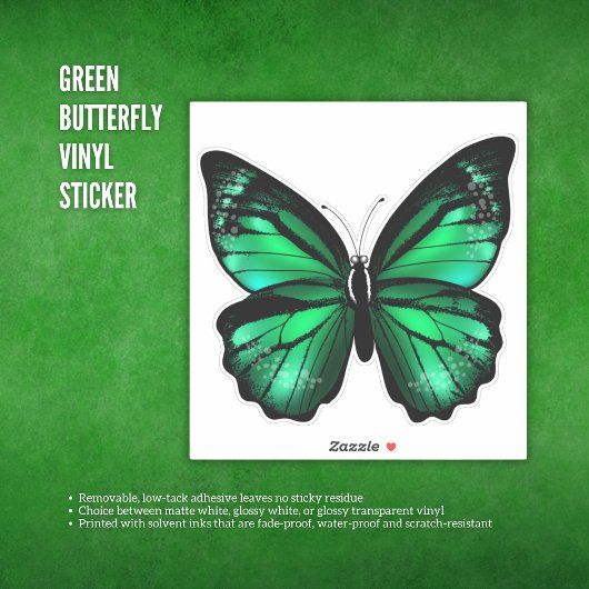 Sticker en vinyle de papillon vert