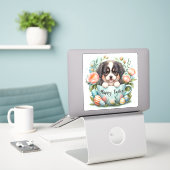 Sticker en vinyle de Pâques heureux (Ordinateur portable sur le bureau)