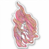 Sticker en vinyle de portrait coloré (Devant)