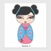 Sticker en vinyle de poupée Kokeshi (Feuille)