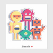 Sticker en vinyle de quatre robots colorés (Feuille)