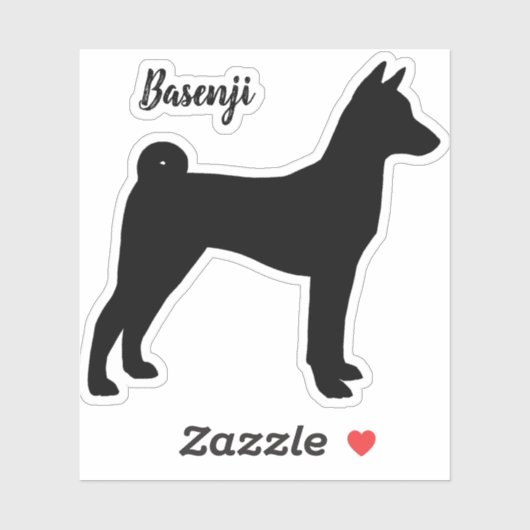 Sticker en vinyle de race Cool Basenji Silhouette (Feuille)