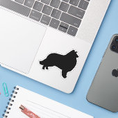 Sticker en vinyle de race de chien Collie Silhouet (Ordinateur portable avec iPhone)