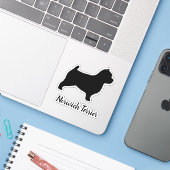 Sticker en vinyle de race de chien Norwich Terrier (Ordinateur portable avec iPhone)
