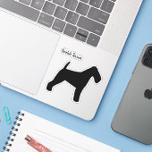 Sticker en vinyle de race Welsh Terrier Silhouette (Ordinateur portable avec iPhone)