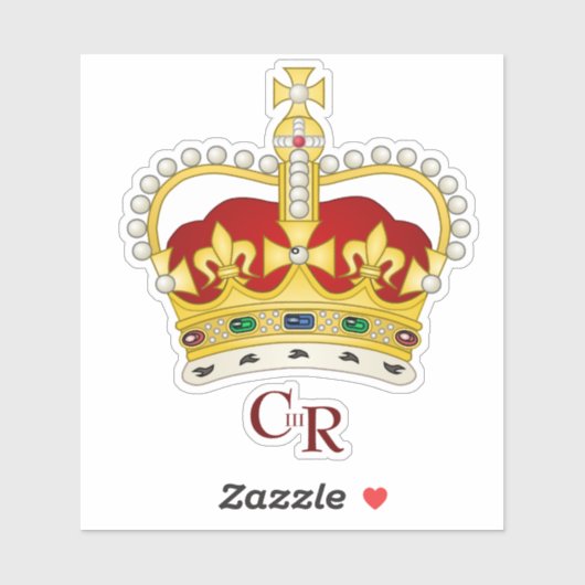 Sticker en vinyle de roi Charles III Monogramme et (Feuille)