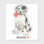 Sticker en vinyle de Saint Valentin Rose Great Dan (Feuille)