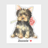 Sticker en vinyle de Valentine Yorkshire Terrier (Feuille)