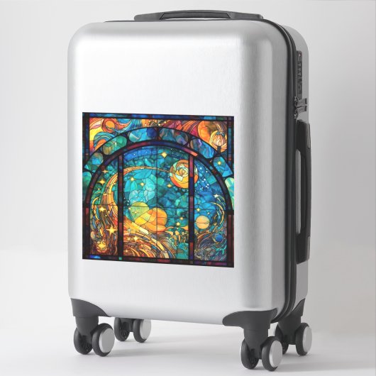 Sticker en vinyle de verre à collier céleste (Sur valise)