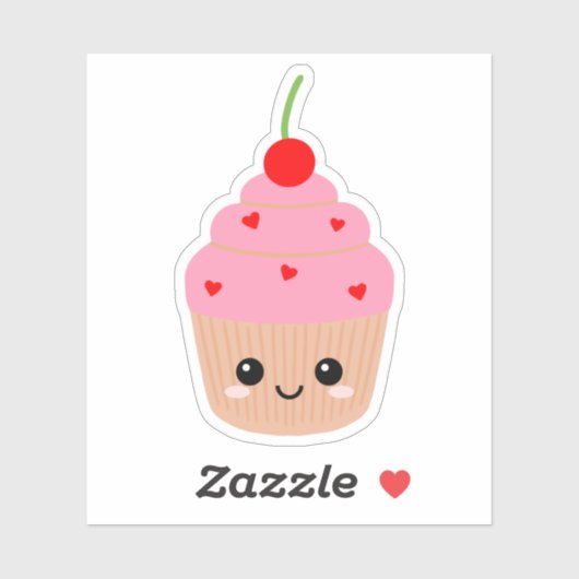 Sticker en vinyle de visage Cupcake pour bouteille (Feuille)