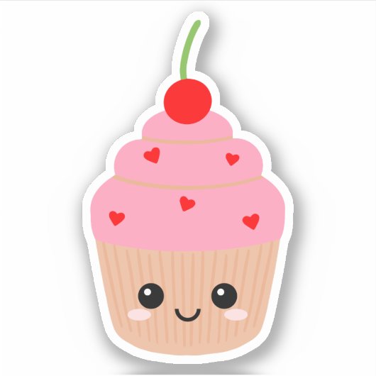 Sticker en vinyle de visage Cupcake pour bouteille (Devant)