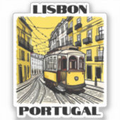 Sticker en vinyle de voyage Lisbonne Portugal (Recto)