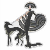 Sticker en vinyle déc. chien et dame (Devant)