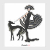 Sticker en vinyle déc. chien et dame (Feuille)