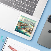Sticker en vinyle Destin Florida 3 pouces (Ordinateur portable avec iPhone)