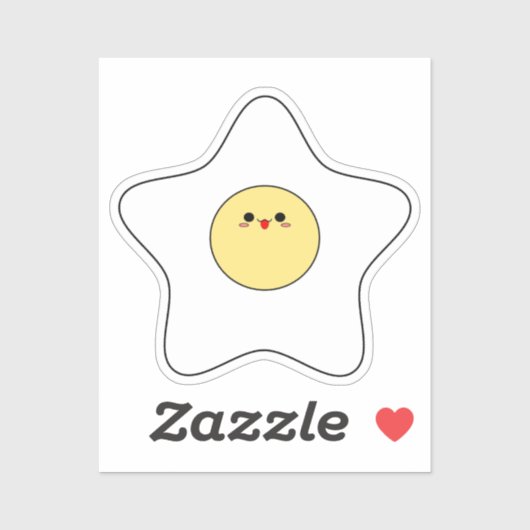 Sticker en vinyle d'oeuf frit Kawaii Star (Feuille)