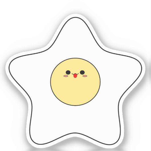 Sticker en vinyle d'oeuf frit Kawaii Star (Recto)