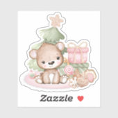 Sticker en vinyle d'ours de Noël mignon (Feuille)