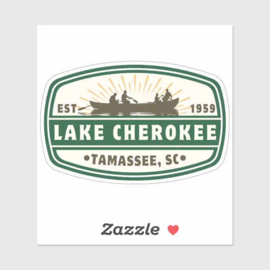 Sticker en vinyle du lac Cherokee - bateau (Feuille)