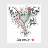 Sticker en vinyle d'utérus floral (Feuille)
