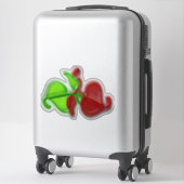 Sticker en vinyle - Feuilles verts et rouges en 3D (Sur valise)