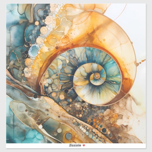 Sticker en vinyle Fossil Ammonite Gem (Feuille)