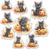 Sticker en vinyle Halloween Kitten et Citrouille (Devant)