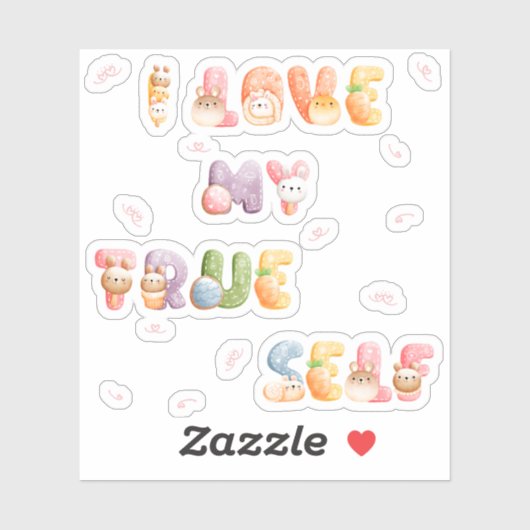 Sticker en vinyle | J'Aime Mon Véritable Moi (Feuille)