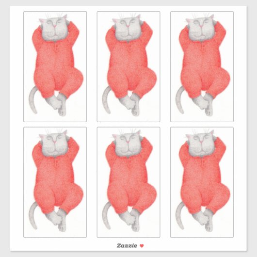 Sticker en vinyle JOHNS LONG ROUGE CAT 14"X14" (Feuille)