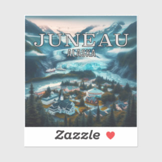 Sticker en vinyle Juneau Alaska 3 pouces