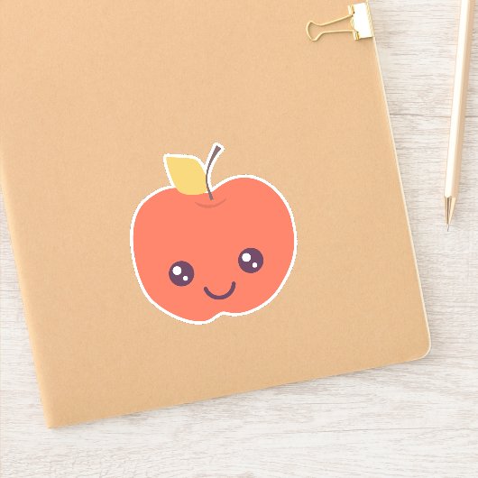 Sticker en vinyle Kawaii Apple Kiss-Cut (Carnet)