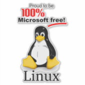 Sticker en vinyle Linux 8x8 - Microsoft Free (Devant)
