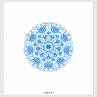 Sticker en vinyle Mandala Boho Blue Snowflake