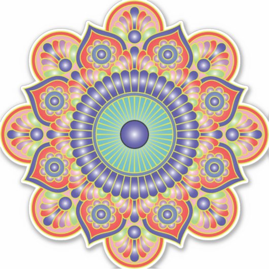 sticker en vinyle mandala rose (Devant)