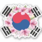 Sticker en vinyle Mugunghwa, drapeau sud-coréen (Recto)