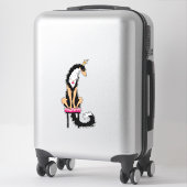 Sticker en vinyle noir et tan Royal Borzoi Die (Sur valise)