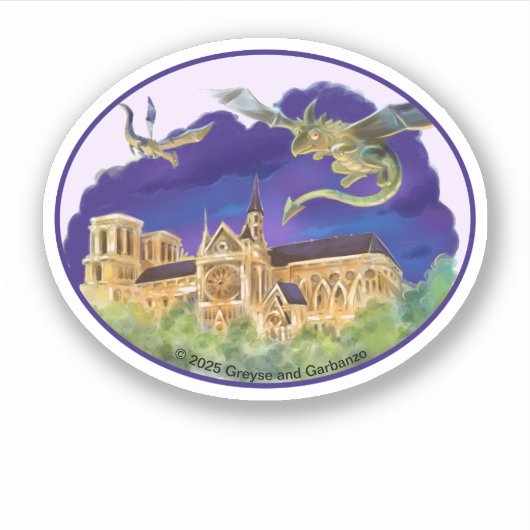Sticker en vinyle ovale Notre-Dame (Diverses taill (Devant)