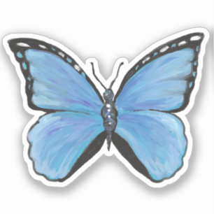 Sticker en vinyle papillon bleu