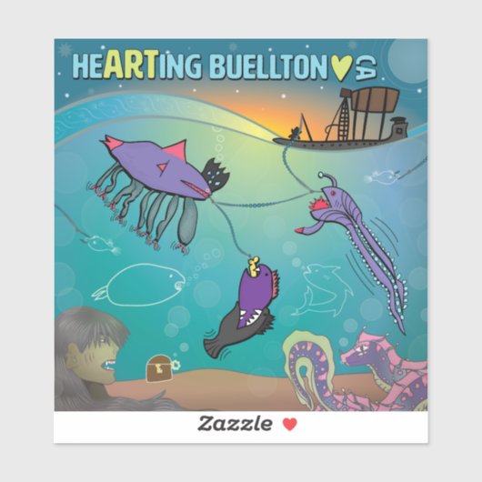 Sticker en vinyle - Pêche aux monstres - Buellton. (Feuille)