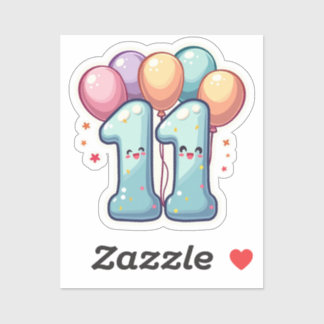 Sticker en vinyle personnalisé 11e anniversaire