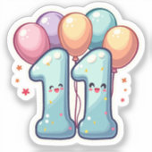 Sticker en vinyle personnalisé 11e anniversaire (Recto)