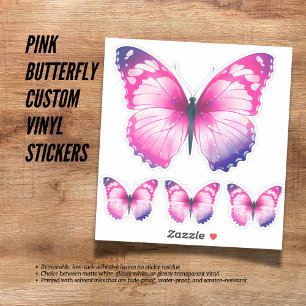Sticker en vinyle personnalisé pour papillon rose