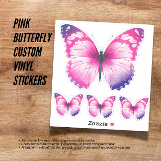 Sticker en vinyle personnalisé pour papillon rose