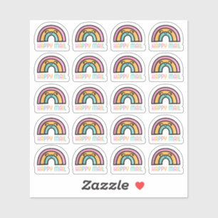 Sticker en vinyle personnalisé Rainbow Happy Mail