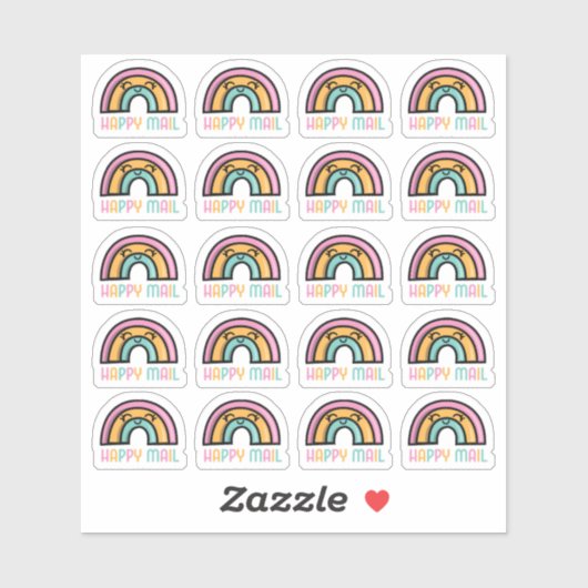 Sticker en vinyle personnalisé Rainbow Happy Mail (Feuille)